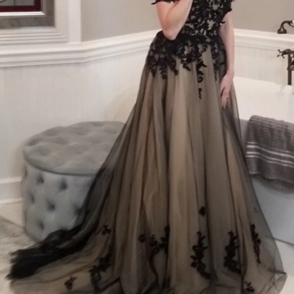 Black Lace Champagne Dress